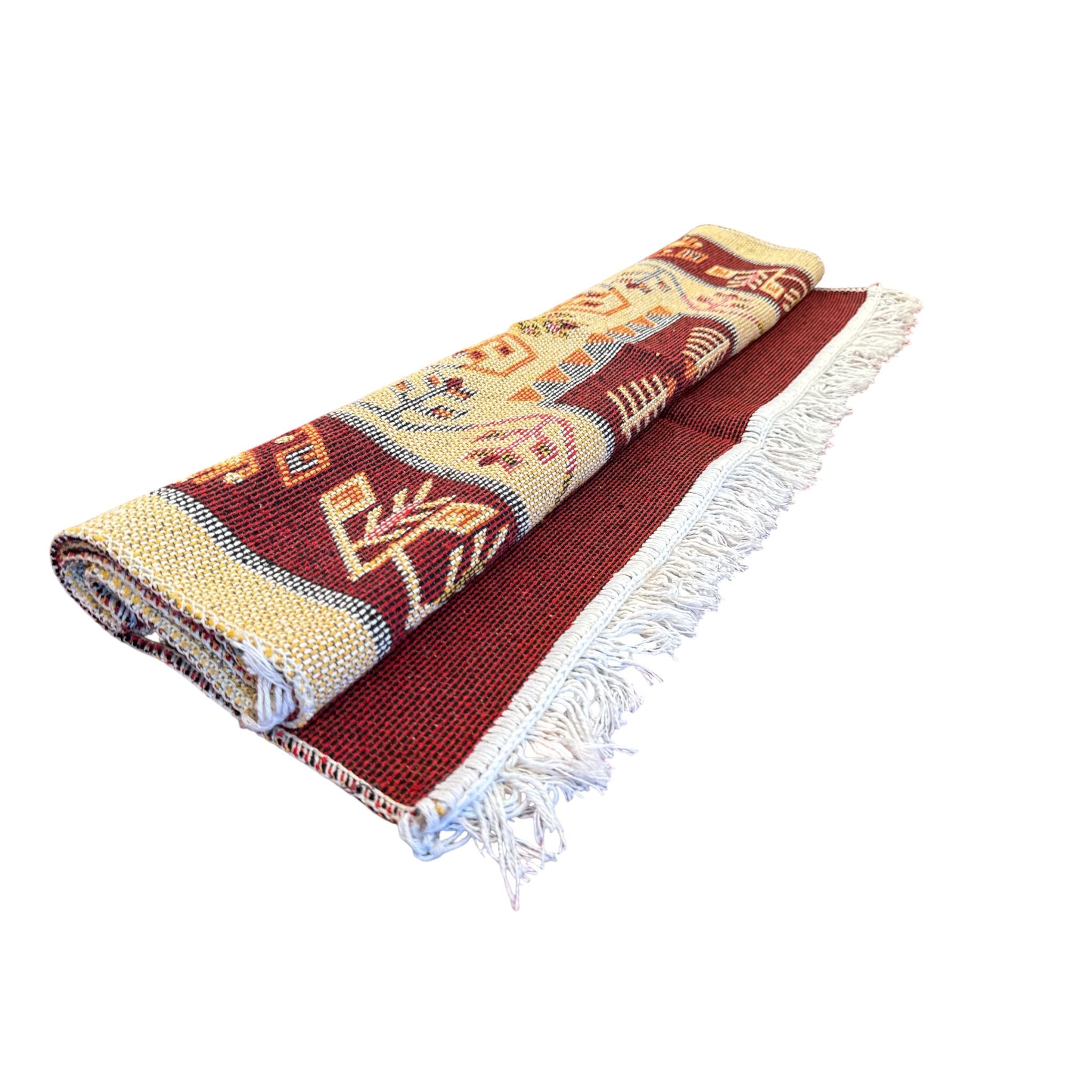 Covor tesut rustic - tradițional, calitate superioară, Maro, 125x80 cm Covor tesut rustic - tradițional, calitate superioară, Maro, 125x80 cm